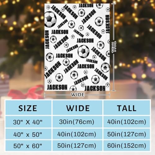 Personalized Baby Blankets for Girls Boys, Custom Baby Blanket with Name Swaddle Toddler Fleece Blanket Personalized Gift White Soccer Text - Image 3