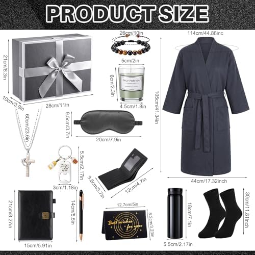 13 Pcs Birthday Gifts Baskets for Men Gifts Set for Christmas, Dark Gray - Image 2