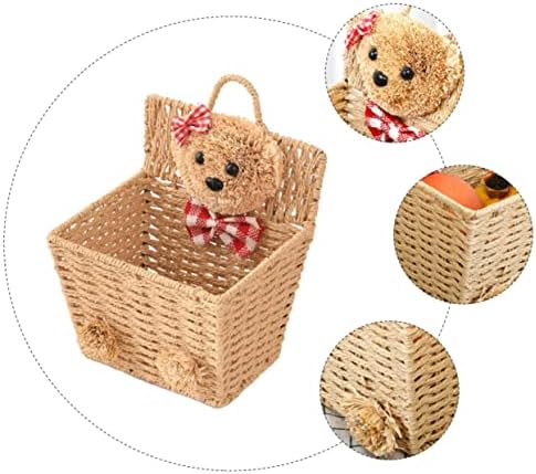 Cartoon Bear Hanging Basket Willow Wicker Organizer for Office Hotel - Image 7