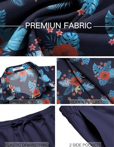 COOFANDY Men's Summer Beach Outfits 2 Piece Short Sleeve Shirts and Shorts Vacation Texture Linen Sets for Men - Image 5