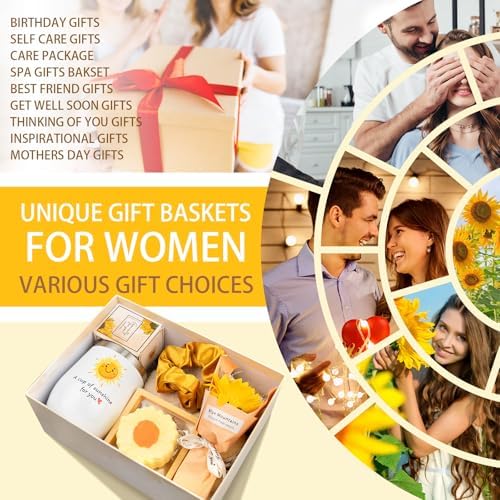 Spa Gift Baskets for Women, Mothers Day Gifts for Mom Wife Her Sister Friend, Sending Sunshine Sunflower Self Care, Thank You, Get Well Soon Gift for Women After Surgery, Teacher Appreciation Gift - Image 3