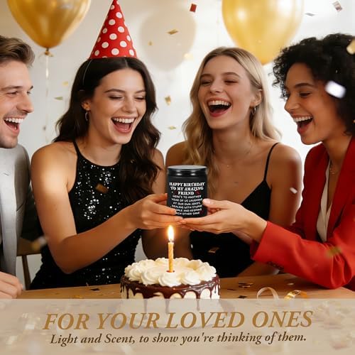 Happy Birthday Gifts for Women - Best Friend Sisters Friendship Birthday Gifts for Her, Funny Present for Bestie BFF Coworker Classmate, Romantic Lavender Scented Candle - Black - Image 2