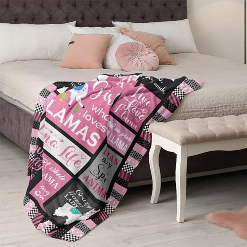Llama Gifts for Women Girls Throw Blanket 60"x50", Llama Gifts for Lovers Mom, Alpaca Blanket/Decor - Image 4