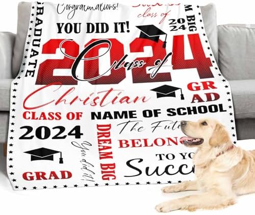 Customized Blankets Personalized Picture Collage Blanket College Graduation Gift 2024 Graduation Throw Blanket Graduation Gift Card Box Graduation Gift for Him, Lightweight 50x60inch - Image 4