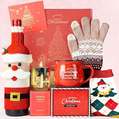 Christmas Gift for Women, Womens Christmas Gift 2026 Winter Mug for Coworker Best Friend Teacher, Merry Xmas Gifts Basket Set Unique Holiday Gift Ideas Burr Basket by LUICONMO