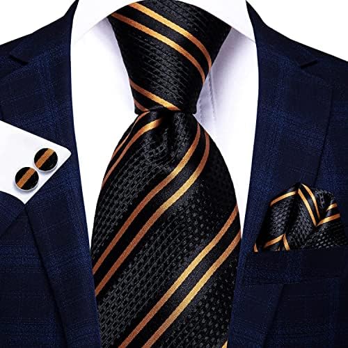 Hi-Tie Lot 5 Pcs Gift Box Mens Tie Set Necktie with Pocket Square Cufflinks Silk Neck Tie Collection - Image 3