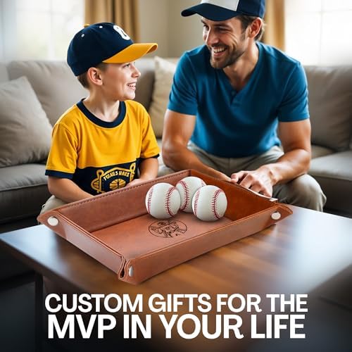 Personalized Baseball Leather Valet Tray with Engraved Name – Custom Nightstand Organizer for Men, Perfect Dad Birthday Gift Idea for Husband, Boyfriend or Father’s Day - Image 6