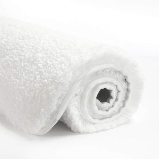 Suchtale Non Slip Bath Mat (20 x 32, White) Water Absorbent Soft Microfiber Shaggy Bathroom Rug Machine Washable Thick Plush Shower Mat