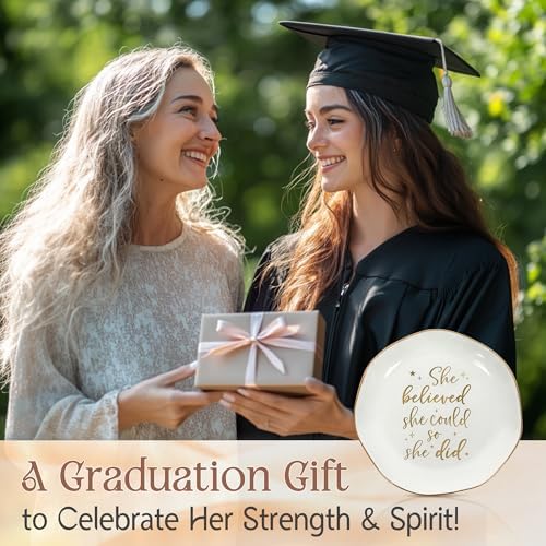 OASSIE Graduation Gifts for Women Her - 4"x4" Ceramic Jewelry Dish Tray - Image 2