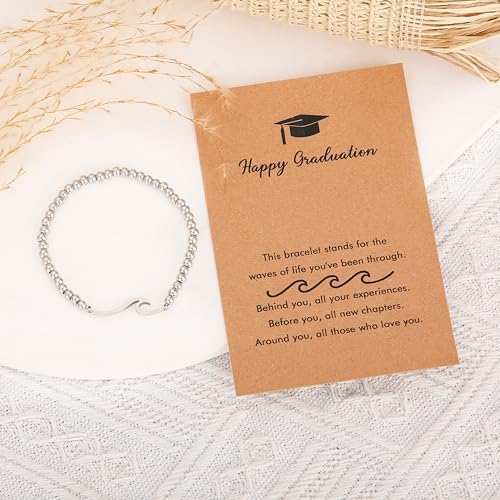 RZKING Graduation Gifts for Women, Dainty Silvery Beaded Bracelet for Women - Image 4