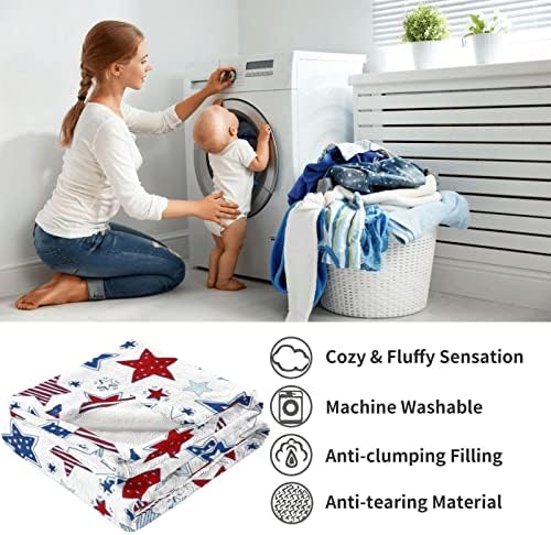 Patriotic Throw Blanket - 4th of July Memorial Day Independence Day American Flag Stars & Stripes Blankets - Red White Blue Plush Flannel USA Throw for Kids Boys Girls Couch Sofa Bed 40x50 Inches - Image 6