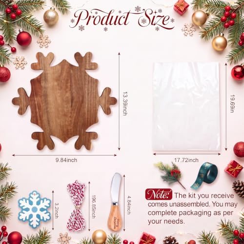 7 Pcs Christmas Cutting Board Gift Set with Cheese Knife,Snowflake - Image 2