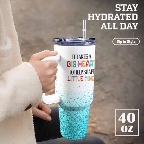 Teacher Gifts For Women Men, Personalized Stainless Steel 40oz Tumbler with Handle and Straw For Teacher Appreciation Gifts from Students, Custom Teacher Tumbler for Teachers Day, Birthday - Image 4