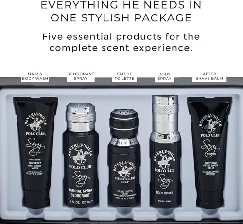 Beverly Hills Polo Club BHPC Cologne 5 Piece Gift Set for Men | Eau de Toillete, Deodorant, Shower Gel, Body Wash, Body Spray Fragrances (Sexy) - Image 4