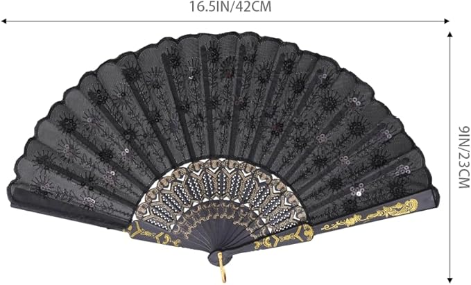 QIRMIZI 30 Pack Fabric Folding Handheld Fans, Perfect for Weddings, Parties, and Dancing,Black