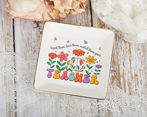 Teacher Appreciation Gifts for Women, Floral 4" Jewelry Dish, Thank You Gifts for Teachers, Graduation & Back to School Gift For Teacher, End of Year Gift from Student, Retirement Teachers - Image 6