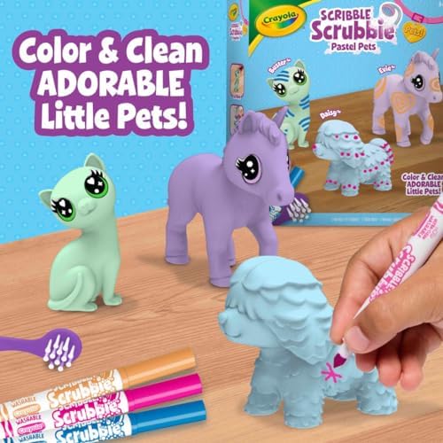 Crayola Scribble Scrubbie Pastel Pets (3ct), Grooming Animal Toy for Kids, Washable Animal Figurine, Kids Gift, Toys for Girls & Boys, 3+ - Image 6