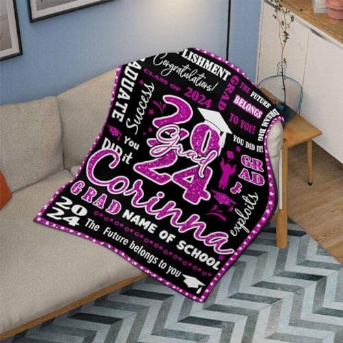 Graduation Gift Set Custom Blanket with Picture Custom Photo Blanket Customized Blanket Graduation Gifts Daughter Soft Graduate Class of 2024 Lightweight 80x70inch - Image 3