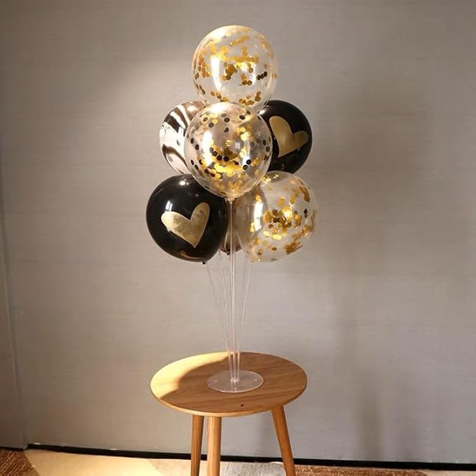 Bezente Black Gold Confetti Latex Balloons - 60 Pack 12 inch Helium Black Gold Confetti Balloons for Wedding Graduation Bridal Shower Birthday Party Decorations