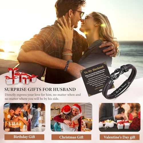 MEALGUET Men's Bracelets Gifts for Men - Brown Braided Leather Infinity Knot Bracelets Engraved Love Massage for Son Man Husband Boyfriend, Mens Bracelet Jewelry Gift for Birthday Valentine's - Image 2