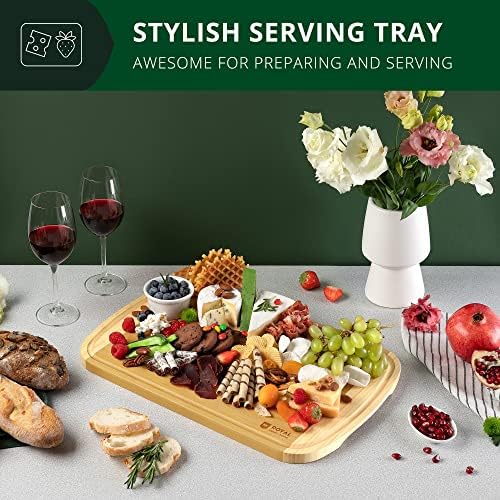 ROYAL CRAFT WOOD Wooden Cutting Boards for Kitchen Meal Prep & Serving - Bamboo Wood Serving Board Set with Deep Juice Groove Side Handles - Charcuterie & Chopping Butcher Block for Meat - Image 3