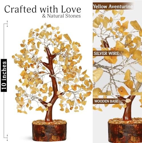 YATSKIA Yellow Aventurine Crystal Tree | Natural Crystal Money Tree | Crystals and Stones | Housewarming Gifts New Home | Birthday Gifts for Women | 10 Inch 300 Beads - Image 2