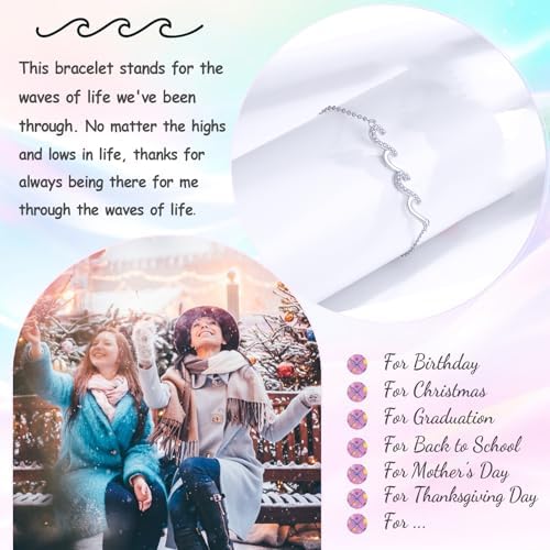 Gifts for Women, Cool Waves Bracelet Christmas Birthday Gift for Happy Birthday 21st, 30th, 40th, 50th, 60th Birthday Gift Ideas for Women Ladies Bestie Friend Sister Mom Daughter Wife Grandma - Image 5