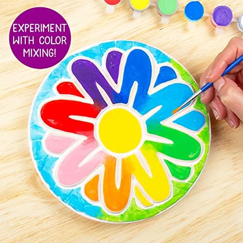 Creative Roots Mosaic Flower Garden Stepping Stone Kit, Includes 7-Inch Ceramic Stone & 6 Vibrant Paints, DIY Stepping Stone Kit for Kids Ages 6+ - Image 4