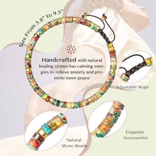 Inspirational Christmas Bracelet Gifts for Women: Healing Natural Stone Bracelet - Thinking of You Get Well Soon Birthday Gifts for Friend Sister Bestie BFF - Image 3