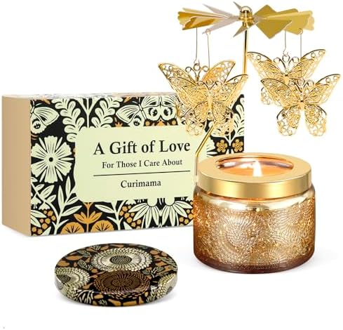 Curimama Rose Butterfly Rotating Scented Candle Gift for Women Mom by Curimama