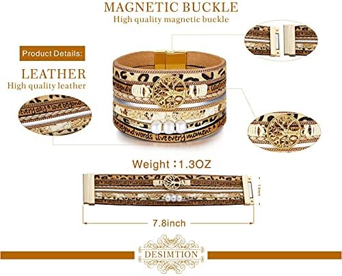 Desimtion Leather Wrap Bracelets for Women, Hidden Inspirational Message - Image 6