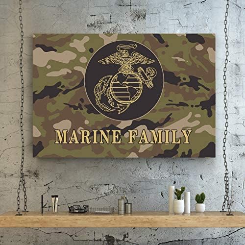 Renditions Gallery Nature Military Wall Art Home Paintings & Prints Artwork Fierce American Marine Crest Modern Patriotic Modern Decorations for Bedroom Office Kitchen - 30"x40" LT25
