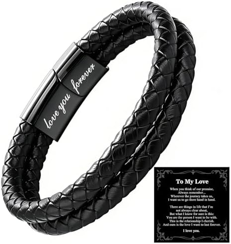 Christian Bracelet for Men, Bible Verse Leather Cross Gift for Men by Timekeeper-UnlockYourTreasureofTime