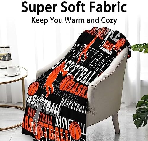Mercuryelf Basketball Throw Blanket - Soft, Fuzzy & Warm - 30x40 Inches Small Blankets for Lap, Crib - Black Sports Throws Gift for Basketball Lovers - Image 2