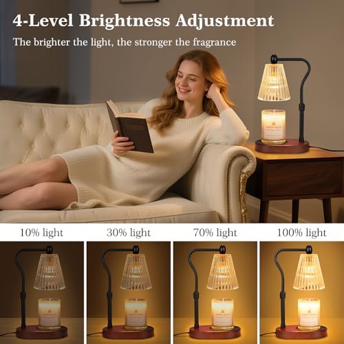 Imenlox Candle Warmer Lamp, with Timer & Dimmer, Adjustable Height, Christmas Birthday Mothers Day Gifts for Women Mom Her, House Warming New Home Thanksgiving Décor (Brown) - Image 3
