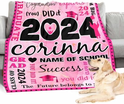 Personalized Picture Blanket for Class of 2024 Graduates Customize Blanket Personalized Photo Blanket Graduation Gift for Her, Personalized Picture Collage Blanket 80x70inch - Image 4