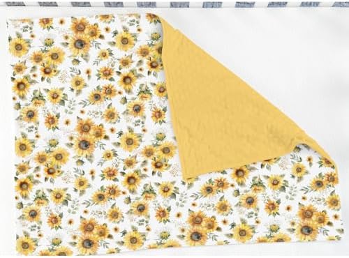 Yellow Sunflower Floral Baby Blankets for Girl Boy Boho Sunflowers Leaves Soft Mink Dotted Backing Double Layer Swaddle Receiving Blanket Summer Spring Garden Bed Throw for Newborn Toddler Crib 30x40 - Image 3
