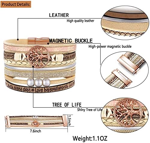 Desimtion Leather Wrap Bracelets for Women, Hidden Inspirational Message - Image 5