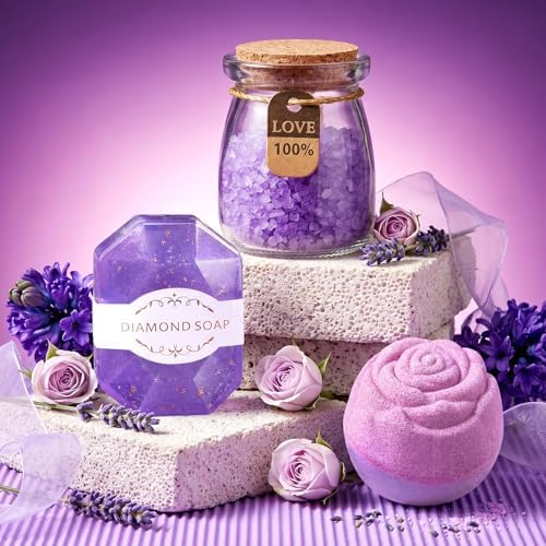 Birthday Gifts for Women, Gift Baskets Set for Mom, Wife, Her, Friend, Teacher, Nurses, Coworker, Self Care Spa Relaxation Baskets Set, Thank You Gift for Women Purple - Image 5
