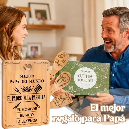 Spanish Dad Cutting Board Set Regalos para Papá en Español - Image 2