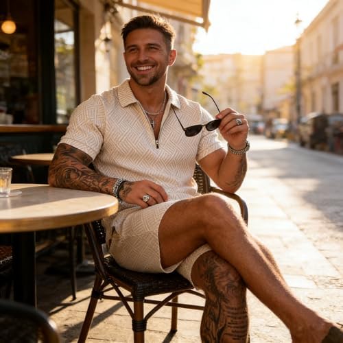 BIRW Men‘s Track Suits 2 Piece Summer Short Sets Outfits Fashion Polo Shirt Casual Short Sleeve and Shorts set - Image 6