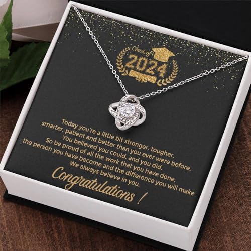 VIRAGIL 2023 Graduation Gifts for Her, Class of 2024 Love Knot Sterling Silver Pendant Necklace Senior College Graduation Jewelry Gifts for Girl Daughter - Image 3