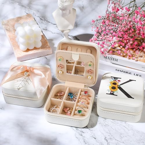 AYGXU Travel Jewelry Box for Women and Girls - Small Case With Initial A-Z - Teacher Gifts - Image 4
