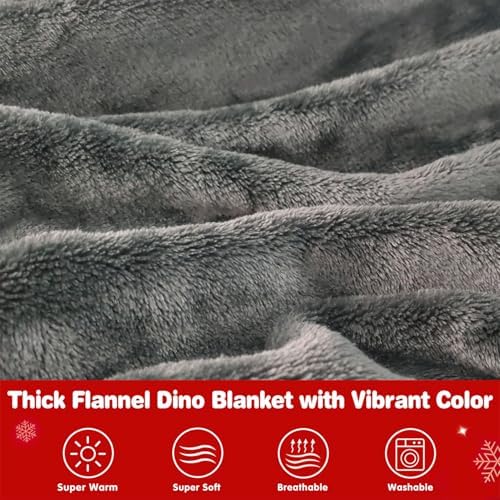 Waitu Dinosaur Wearable Blanket Hoodie Funny Halloween Costumes Gifts for Women Men Boys Girls, Zipper Hoodie Blanket Sweatshirt Cozy Unisex Flannel Dinosaur Costume Cute Gifts (Kids, Gray) - Image 5