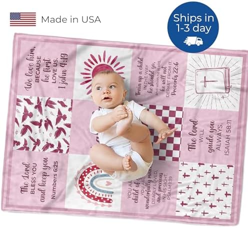 MDPrints Baptism Blanket for Girls, Customized Baptism Gifts for Girl, Personalized Baby Blankets for Girls with Name (Baptism DK14) - Image 2