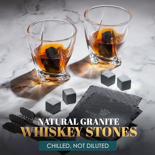 Whiskey Glasses Gift Set for Men, 2 Crystal Bourbon Glasses & Stones - Image 6