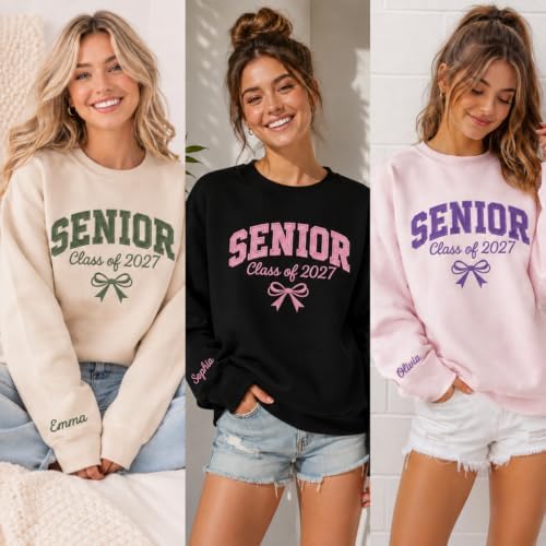 Love Signal Custom Embroidered Senior 2027 Sweatshirt, Personalized Class of 2027 Sweatshirt, Graduation Hoodie for Him Her - Image 6