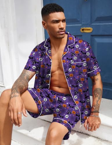 Ekouaer Mens Silk Satin Pajamas Set Short Sleeve Button Up Lounge Pjs Set - Image 5