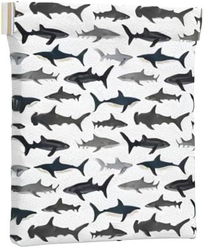 Coin Purse Sharks Nautical Boys Leather Squeeze Coin Purse Mini Pouch Change Wallet Bag Gifts for Women Kids Girls Key Holder
