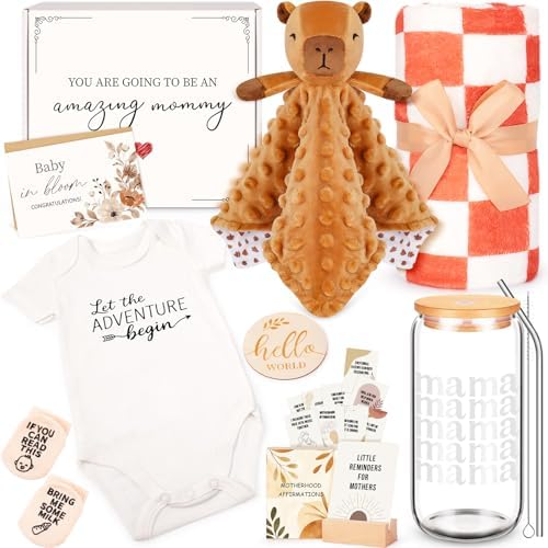 15PCS Capybara Newborn Baby Shower Gifts,New Mom Gifts for Women & Pregnancy Reveal Set for Expecting Parents Newborn Boys Girls, Expecting Parents to Be, New Mom Care Package After Baby by FortuningsJDS
